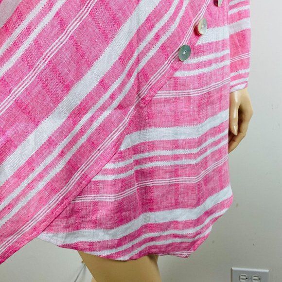 Habitat Pretty Artsy Opposing Stripes Asymmetric Button Accented Tunic Top XL - Picture 6 of 8